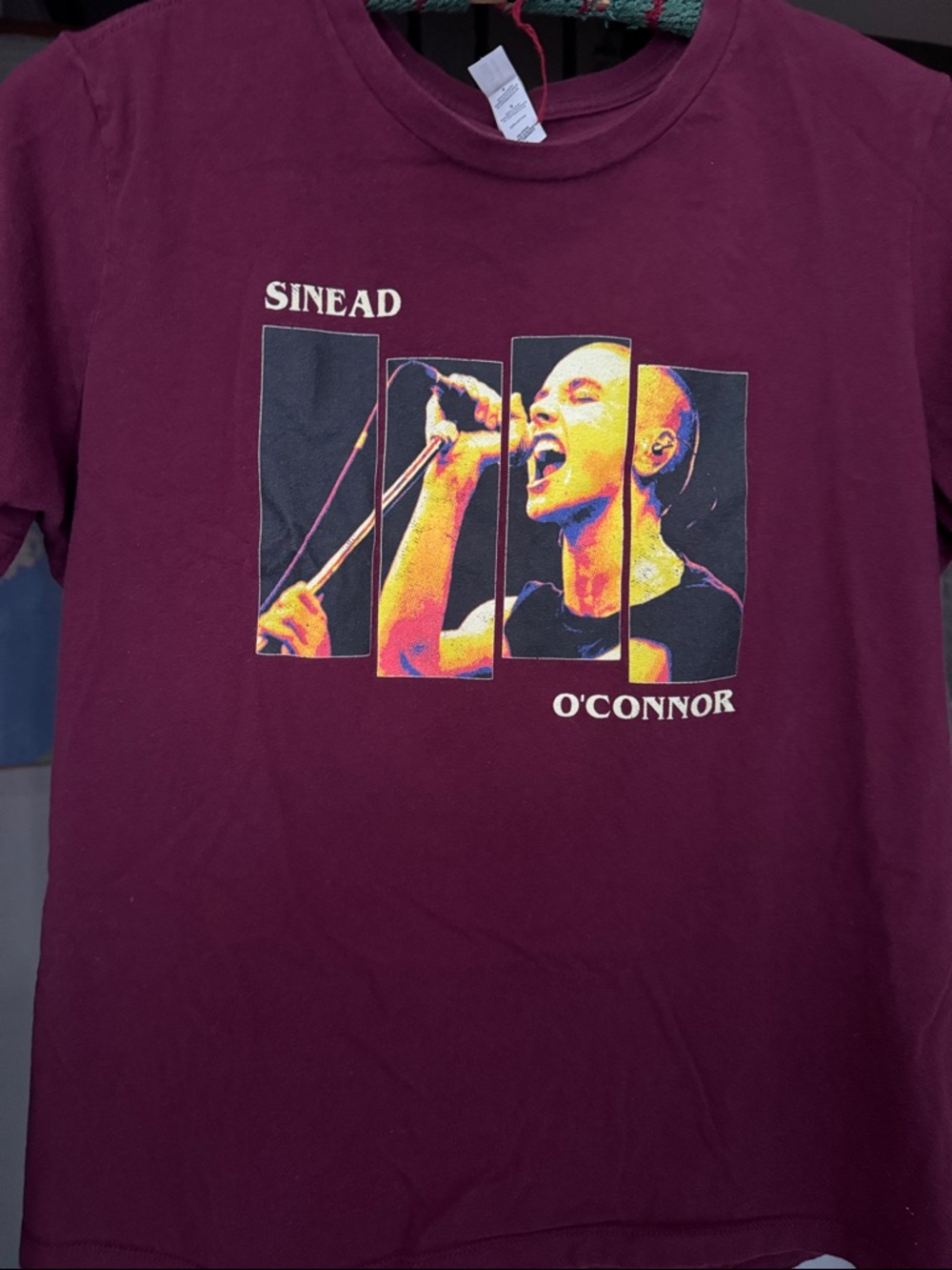 Maroon Sinead O'Connor / black flag bars Graphic Tee, large quality punk t-shirt - Picture 9 of 16